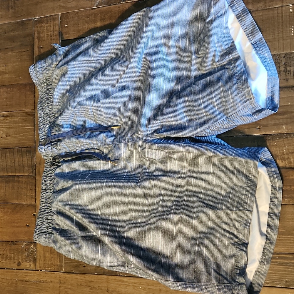 Black Label Swim Trunks Board Shorts Black White Size Large